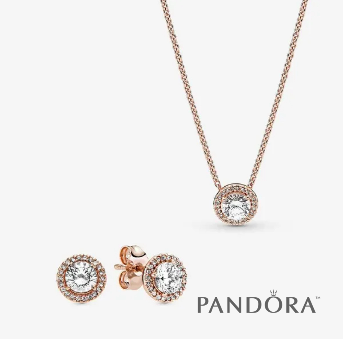 Rose Gold Circle Necklace + Earrings