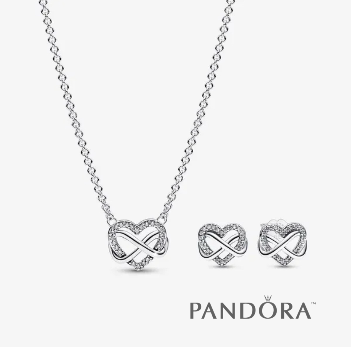 Silver Heart Necklace + Earring Set