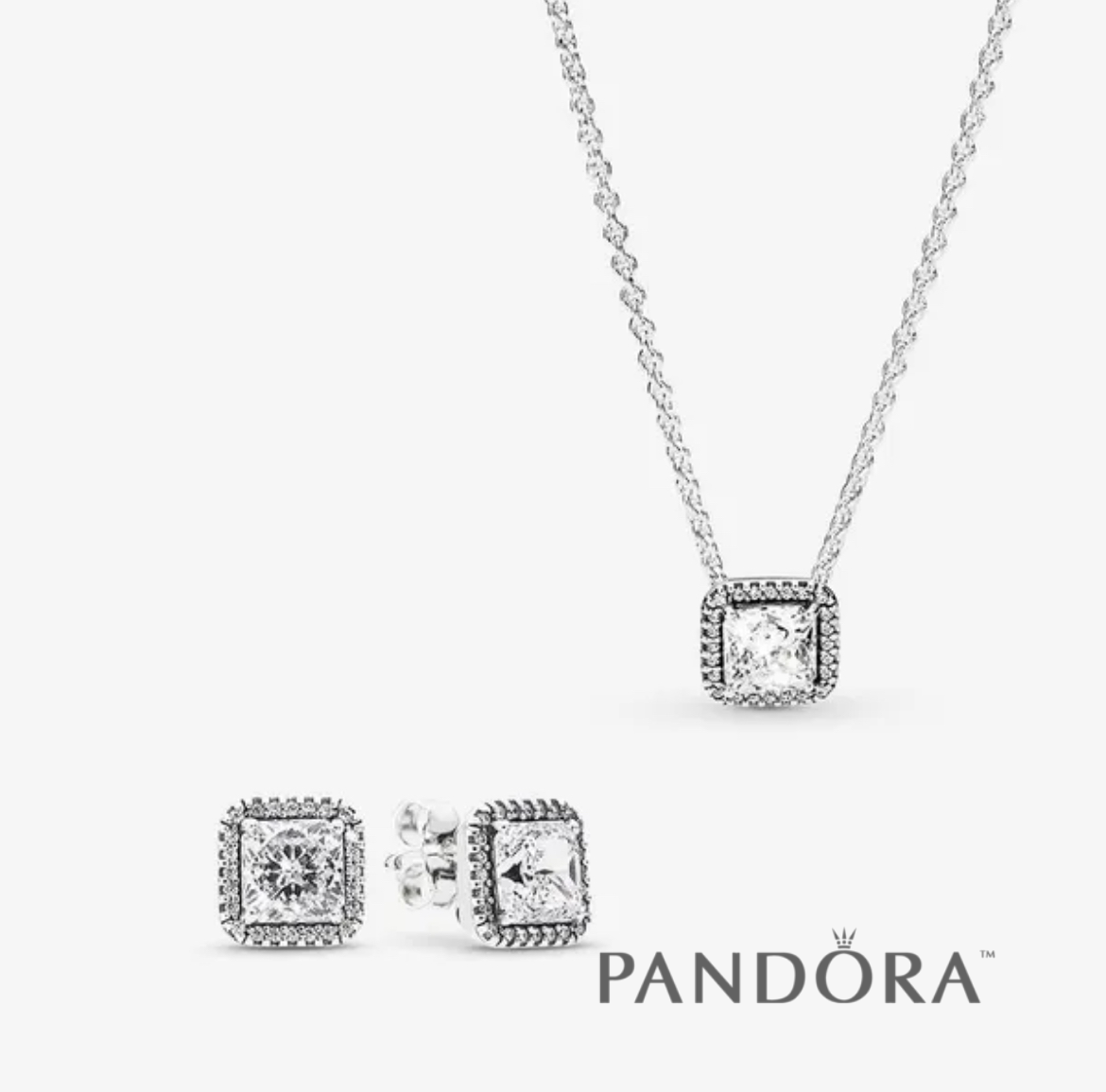 Silver Block Necklace + Earrings