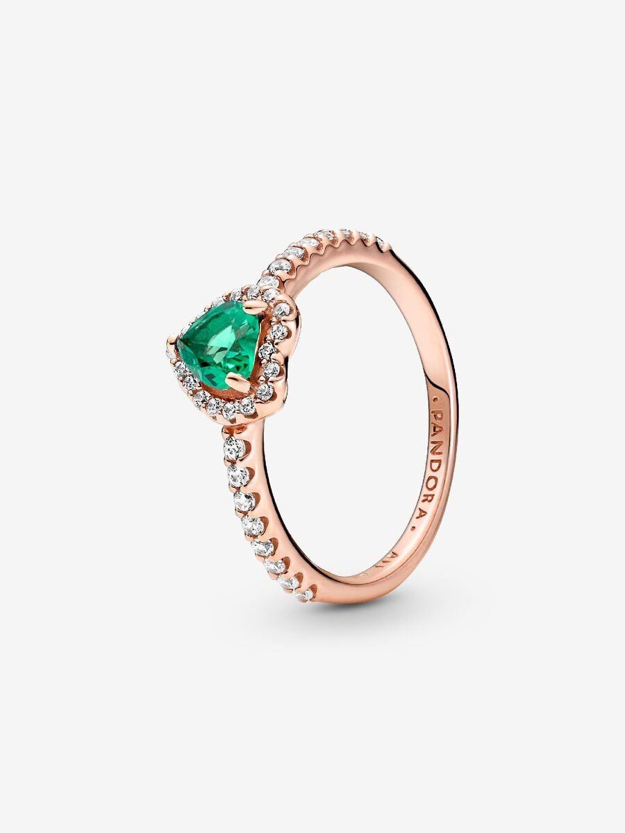 Green Heart Rose Gold Ring