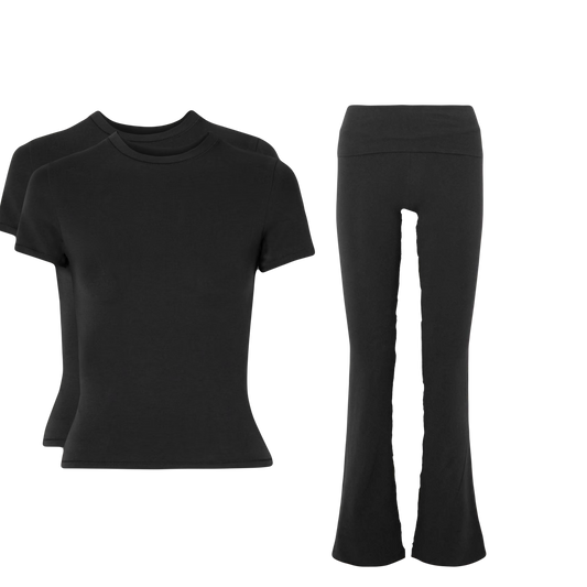 Black Shirt + Flares Set